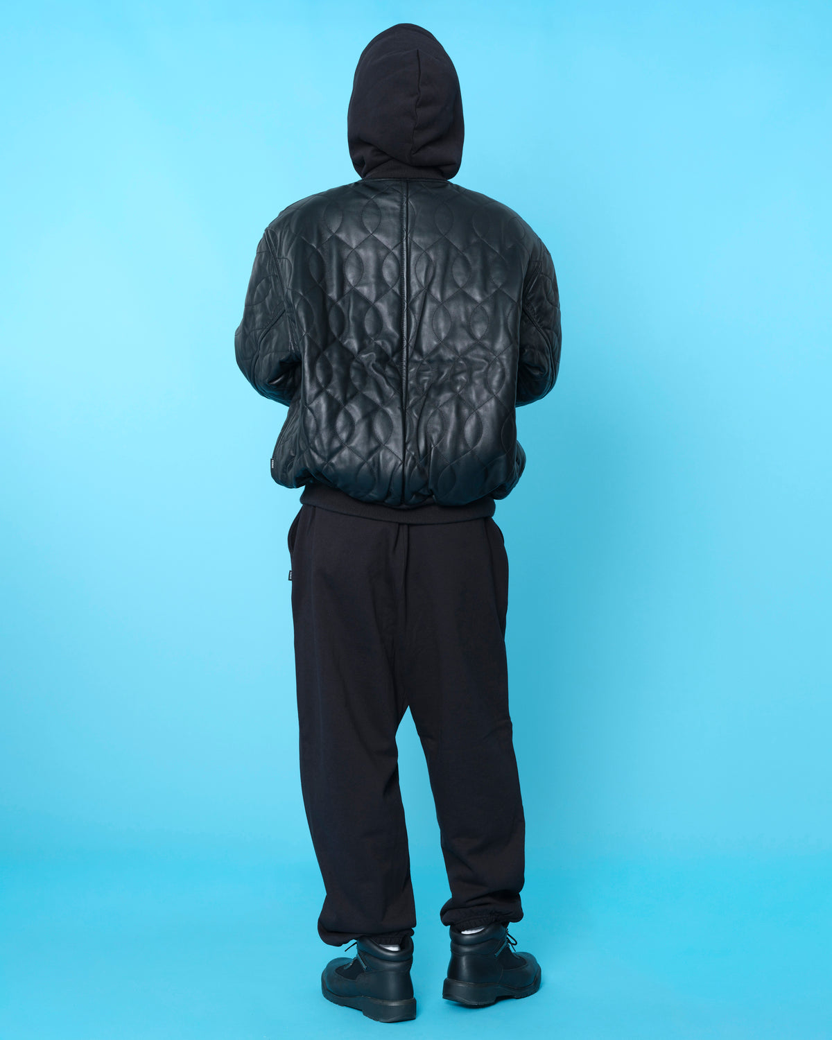 BALL QUILTING LEATHER VARSITY JACKET 