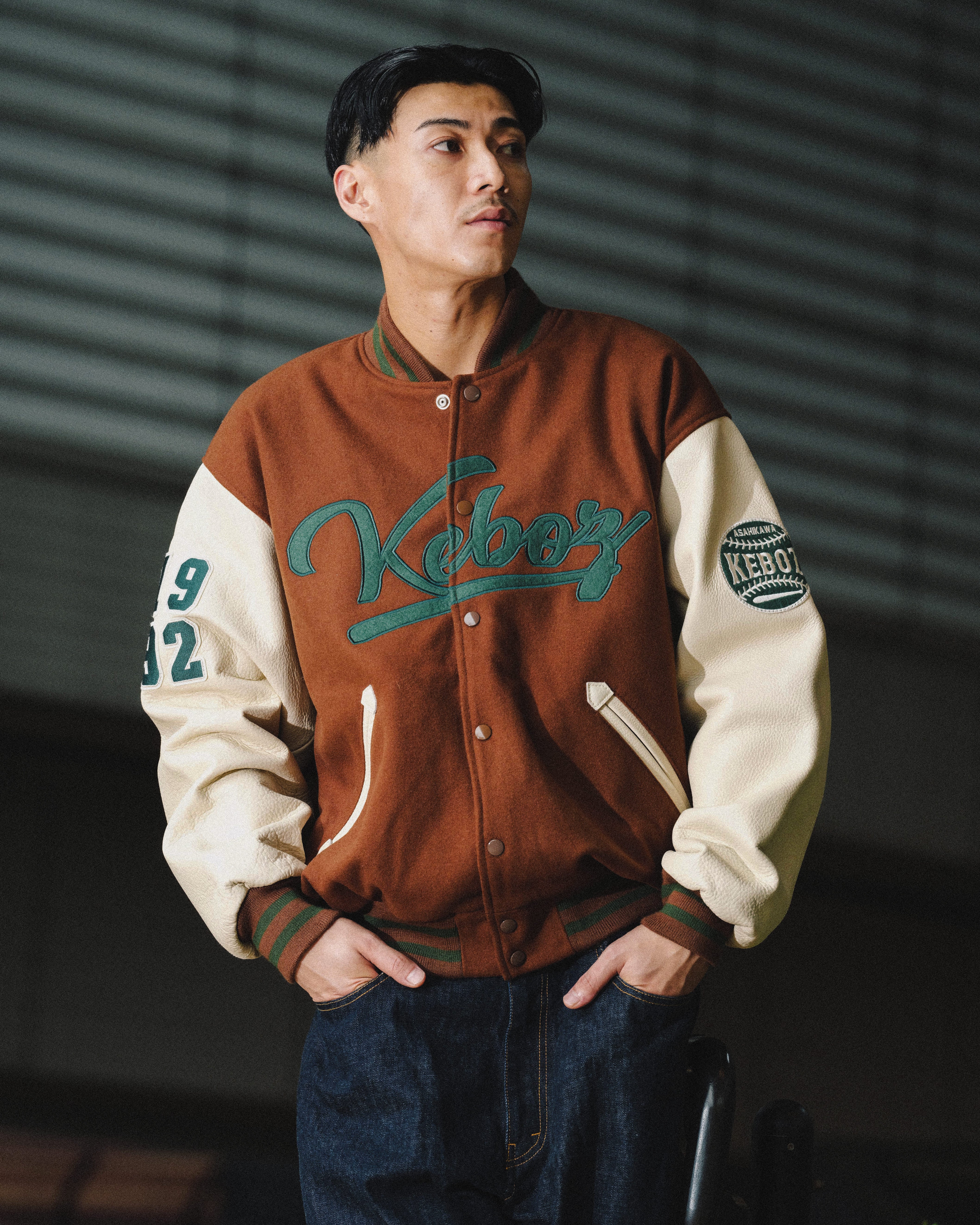 MELTON & LEATHER VARSITY JACKET