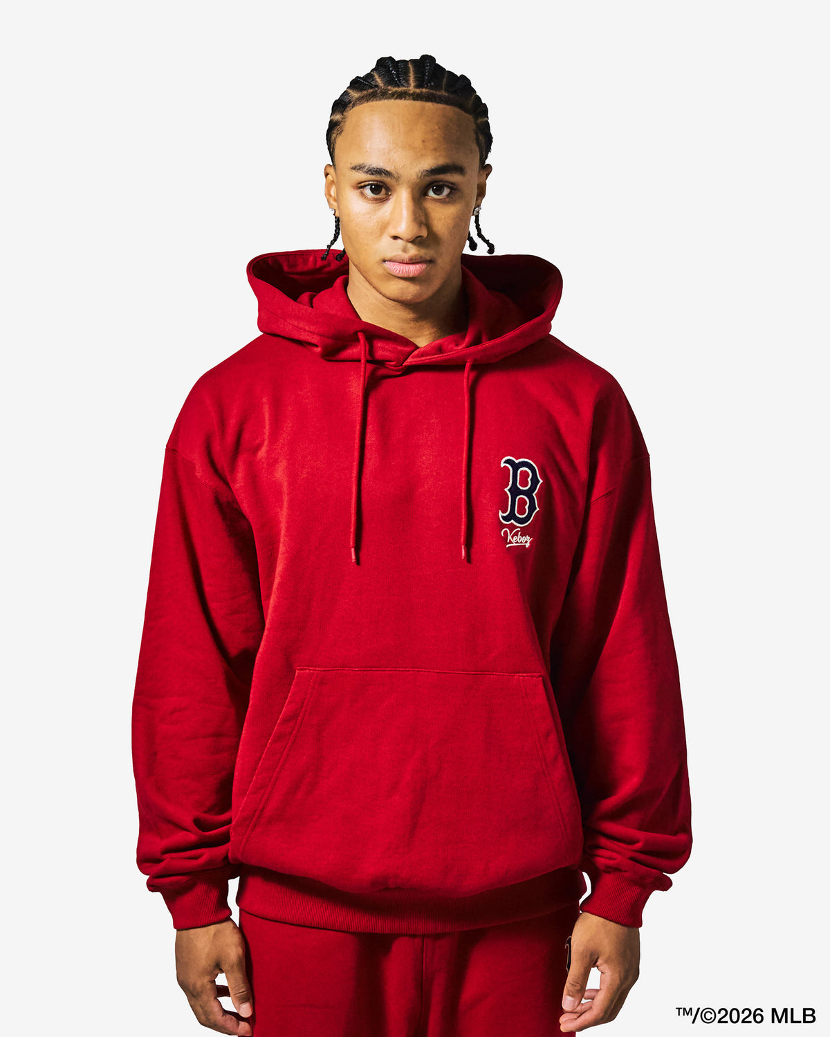 KEBOZ × MLB BOSTON RED SOX LOGO SWEAT HOODIE