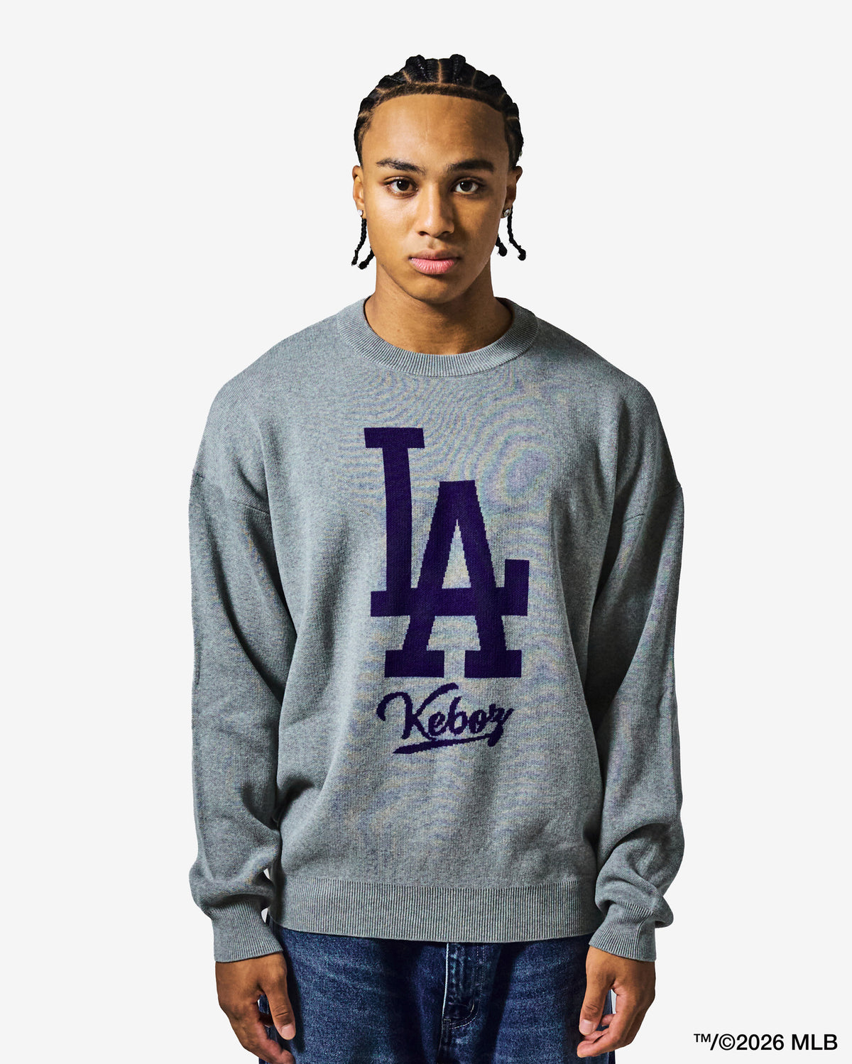 KEBOZ × MLB LOS ANGELES DODGERS LOGO KNIT CREWNECK