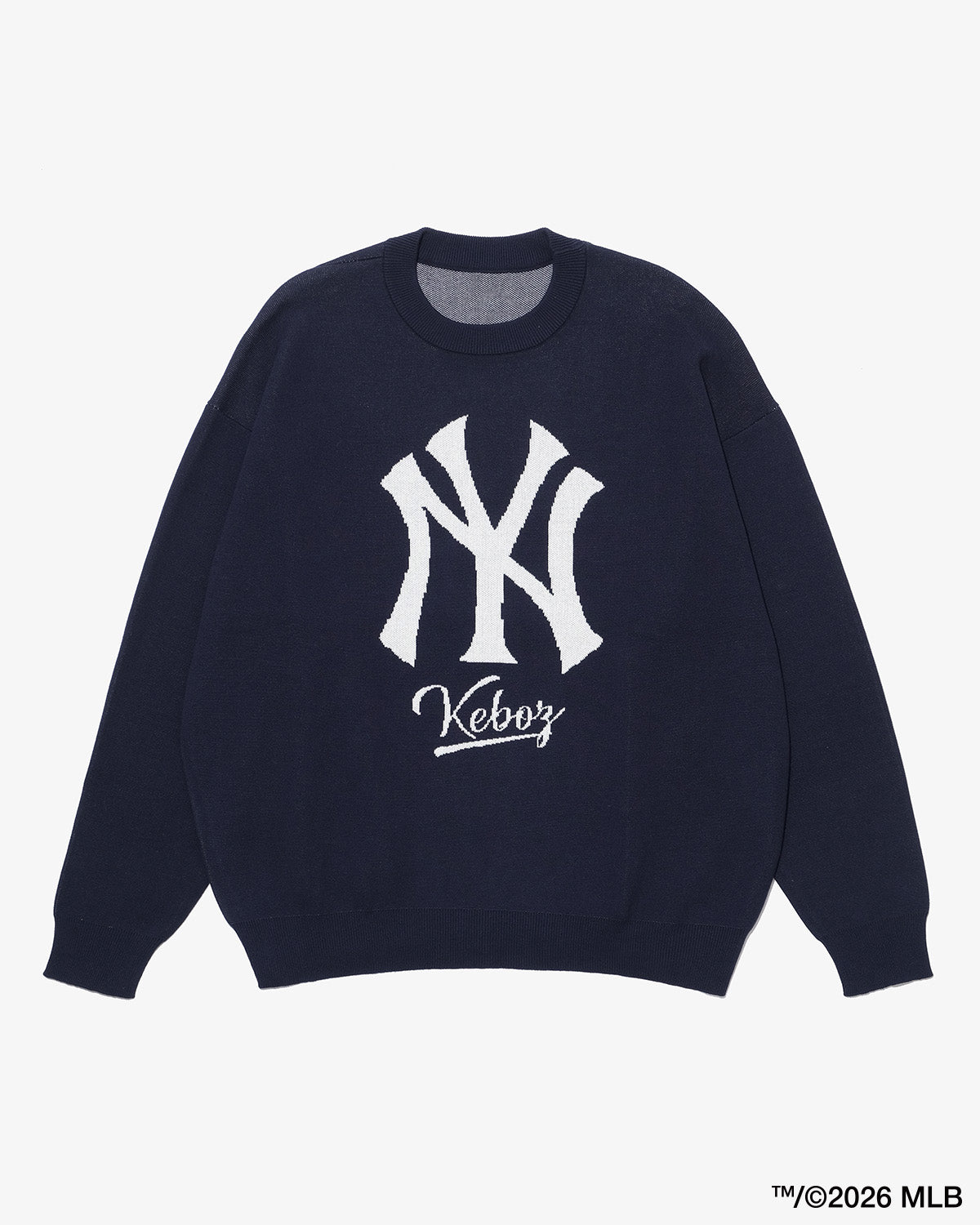KEBOZ × MLB NEW YORK YANKEES LOGO KNIT CREWNECK