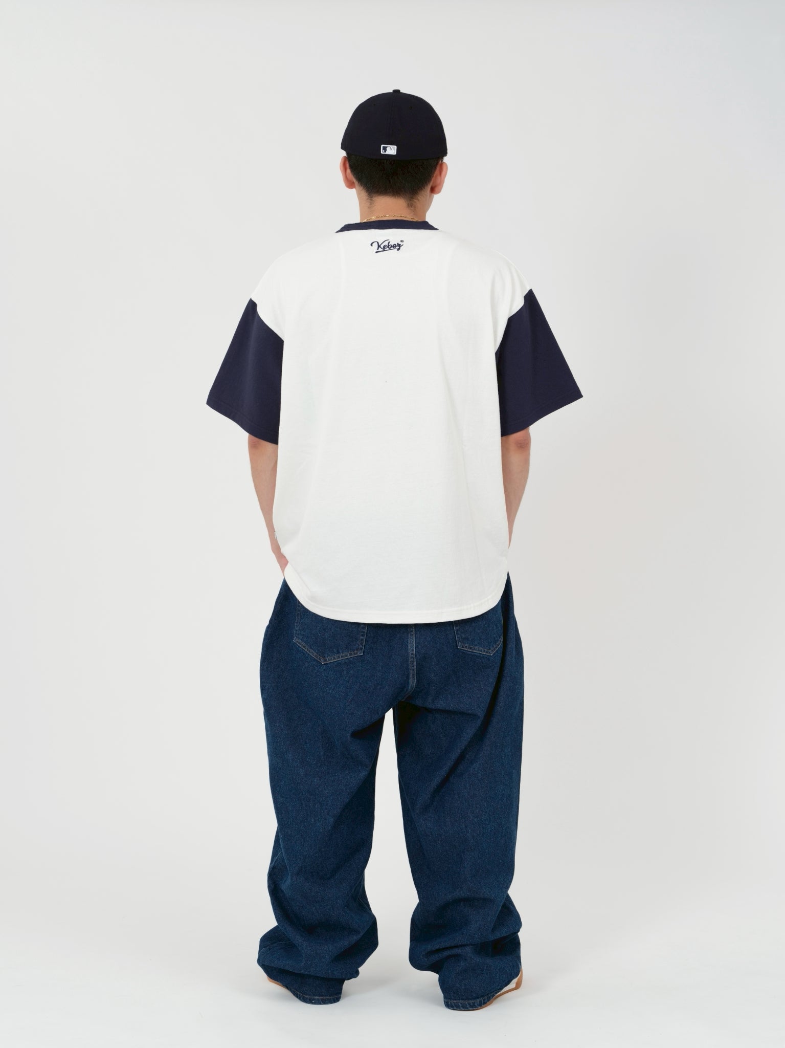 KEBOZ × MLB NEW YORK YANKEES ROUND HEM HENLEY NECK S/S TEE