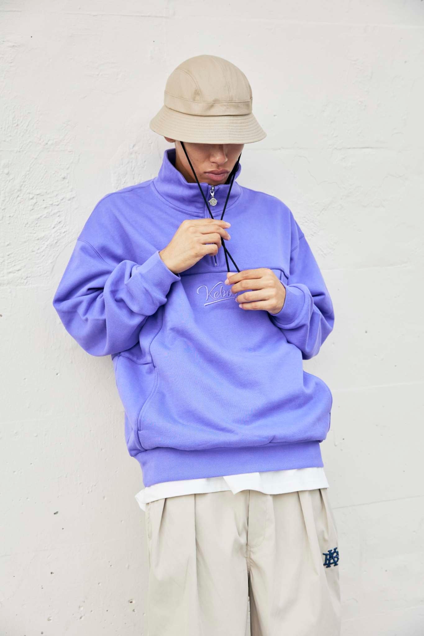 PIPING HALF ZIP SWEAT PULLOVER