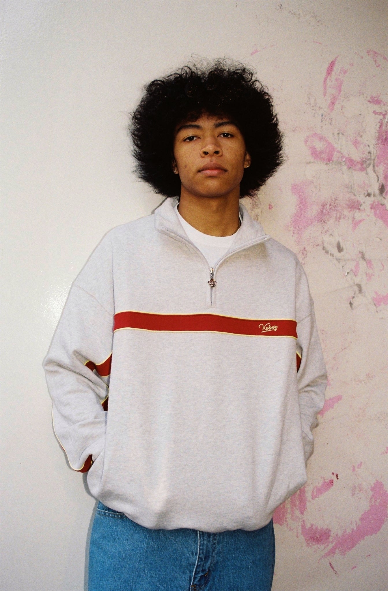 LINE PIPING HALF ZIP SWEAT PULLOVER