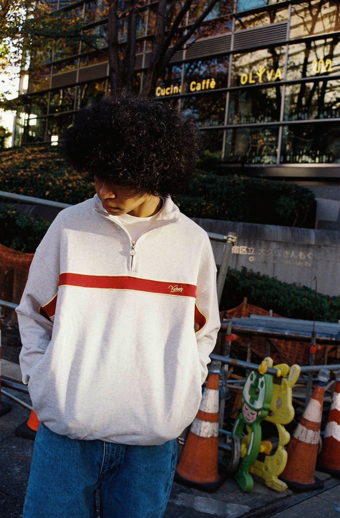 LINE PIPING HALF ZIP SWEAT PULLOVER