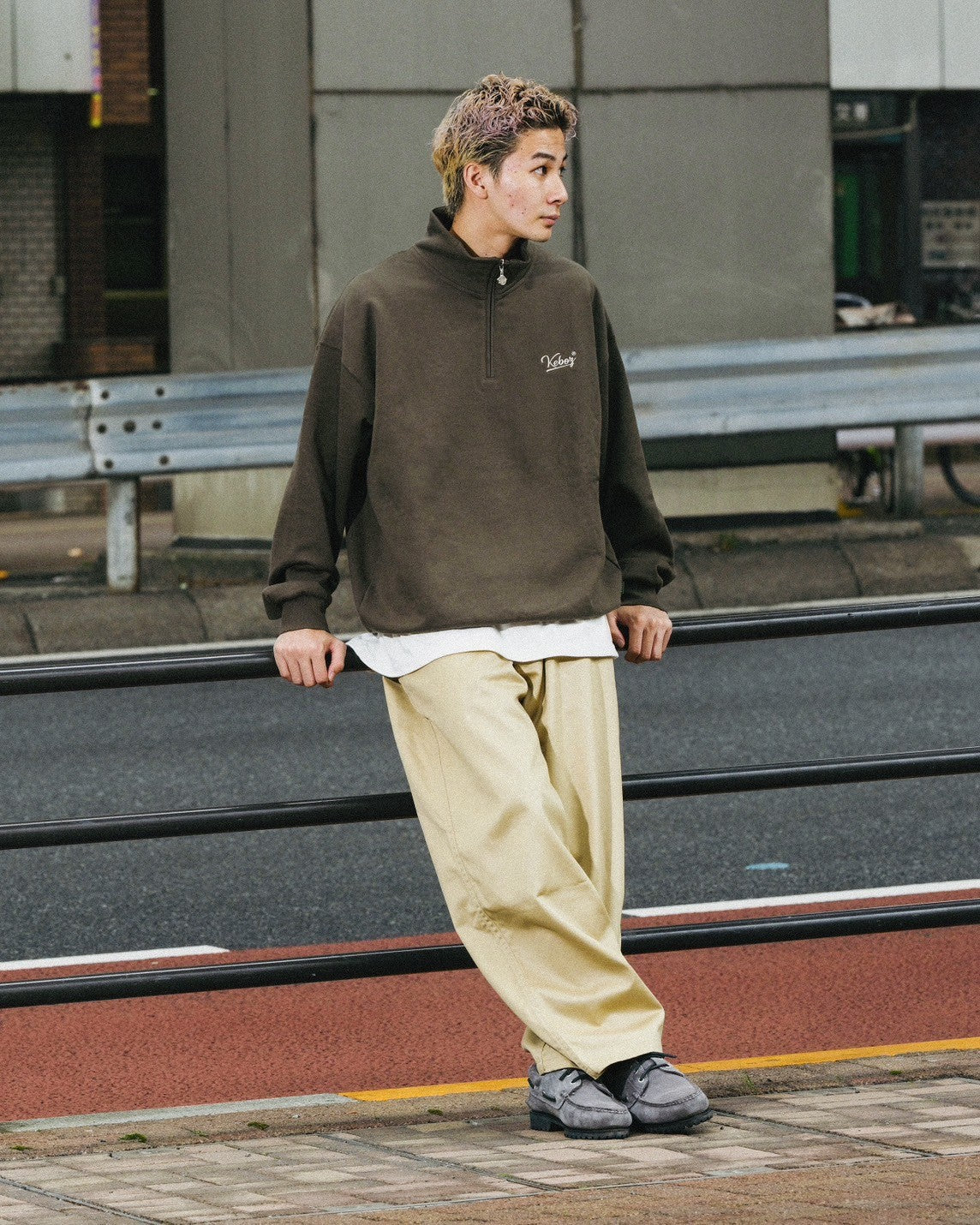 BB LOGO HALF ZIP SWEAT PULLOVER