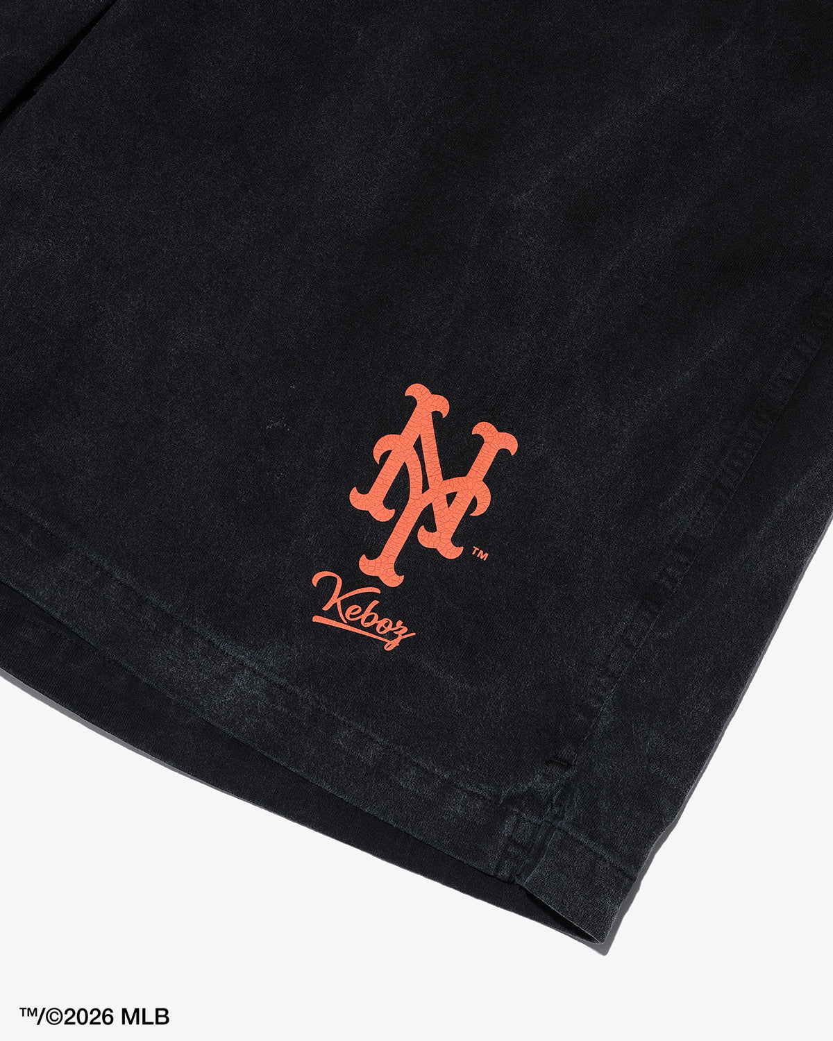 KEBOZ × MLB NEW YORK METS LOGO WASHED TENJIKU SHORTS